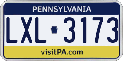 PA license plate LXL3173