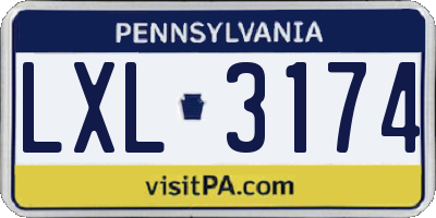 PA license plate LXL3174