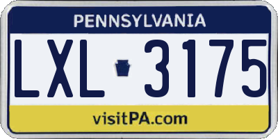 PA license plate LXL3175