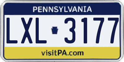 PA license plate LXL3177