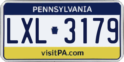 PA license plate LXL3179
