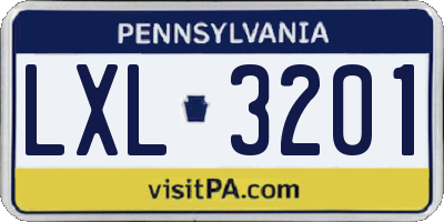 PA license plate LXL3201