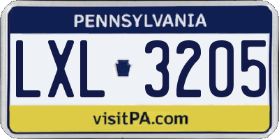 PA license plate LXL3205
