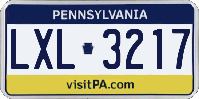 PA license plate LXL3217