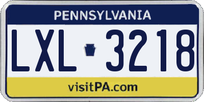 PA license plate LXL3218