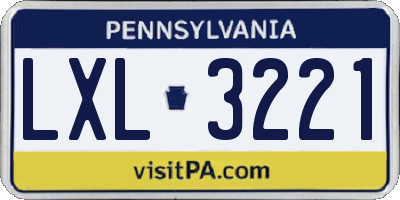 PA license plate LXL3221