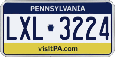 PA license plate LXL3224