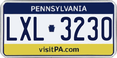 PA license plate LXL3230