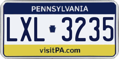 PA license plate LXL3235