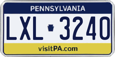 PA license plate LXL3240