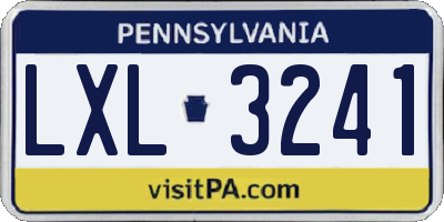PA license plate LXL3241