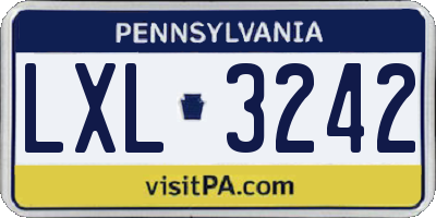 PA license plate LXL3242