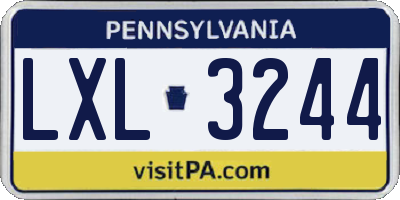 PA license plate LXL3244
