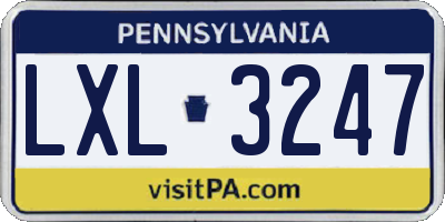 PA license plate LXL3247