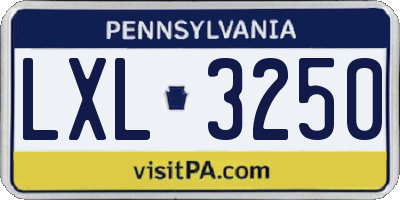 PA license plate LXL3250