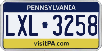 PA license plate LXL3258