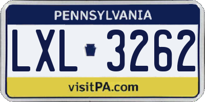 PA license plate LXL3262