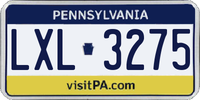 PA license plate LXL3275