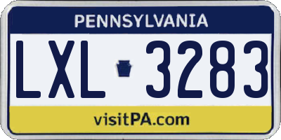PA license plate LXL3283