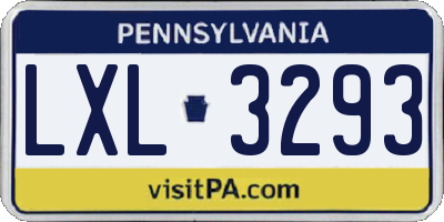 PA license plate LXL3293
