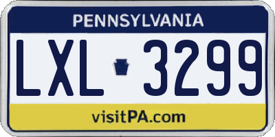 PA license plate LXL3299