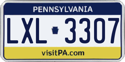 PA license plate LXL3307