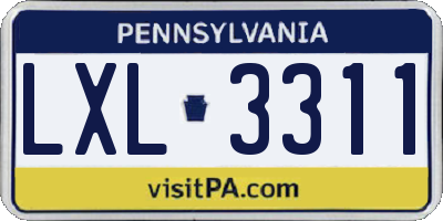 PA license plate LXL3311