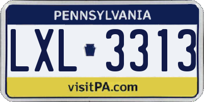 PA license plate LXL3313
