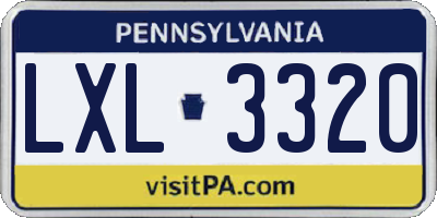 PA license plate LXL3320