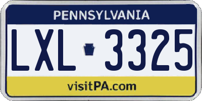 PA license plate LXL3325