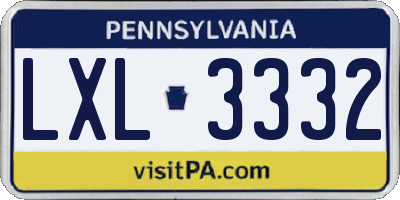 PA license plate LXL3332