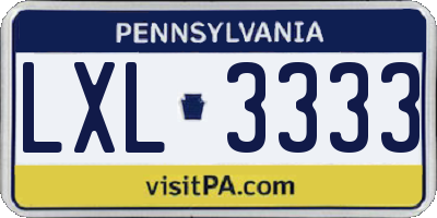 PA license plate LXL3333