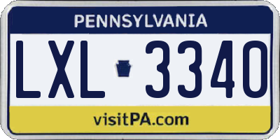 PA license plate LXL3340