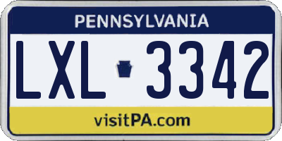 PA license plate LXL3342