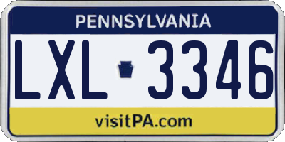 PA license plate LXL3346