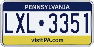 PA license plate LXL3351