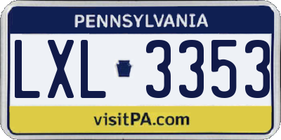 PA license plate LXL3353