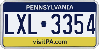 PA license plate LXL3354