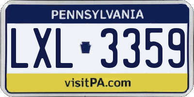 PA license plate LXL3359