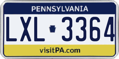 PA license plate LXL3364