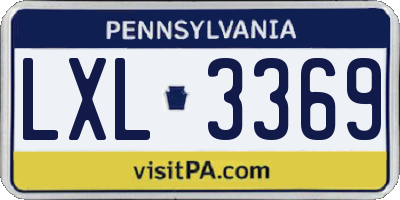 PA license plate LXL3369