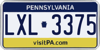 PA license plate LXL3375