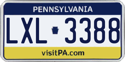 PA license plate LXL3388