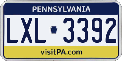 PA license plate LXL3392