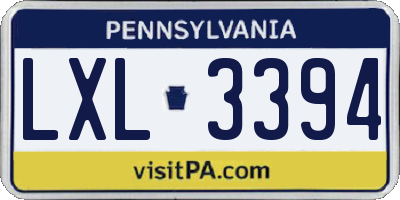 PA license plate LXL3394
