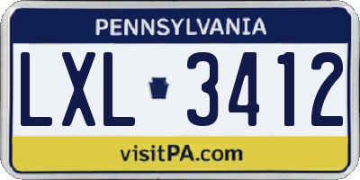 PA license plate LXL3412