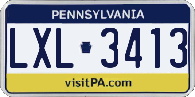 PA license plate LXL3413
