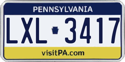 PA license plate LXL3417