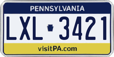 PA license plate LXL3421