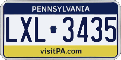 PA license plate LXL3435